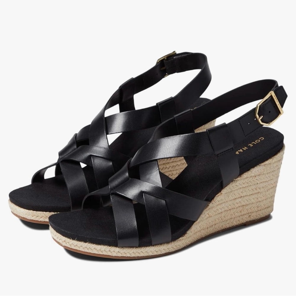 Cole Haan Women's Crystal Wedge Sandal Women's Black Wedge Sandals Size 9